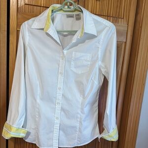 L.L. Bean White Shirt with Yellow Collar